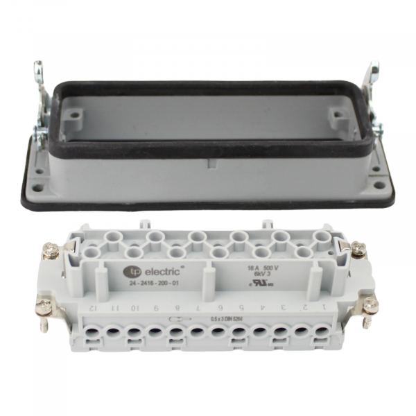 Industriesteckverbinder - Anbaugehäuse + Buchse 24 Polig 16A - Metall